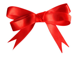 Red satin bow isolated on white