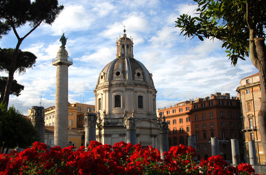Trajan's Column with the Church of the Most Holy Name of Mary