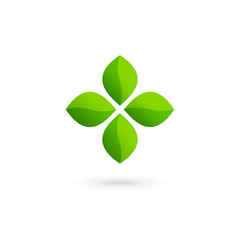 Cross plus eco leaves medical logo icon design template elements