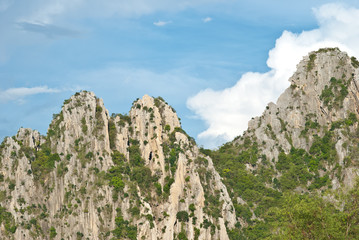 Rock moutain with blue sky in Nakhonsawan province, Thailand