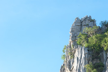 Rock moutain with blue sky in Nakhonsawan province, Thailand