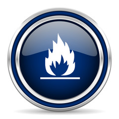 flame blue glossy web icon