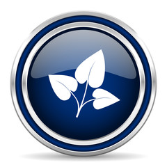 leaf blue glossy web icon
