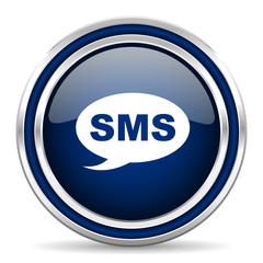 sms blue glossy web icon