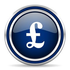 pound blue glossy web icon