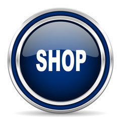 shop blue glossy web icon