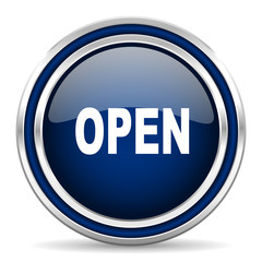 open blue glossy web icon
