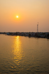 Fototapeta premium Sunset on the river in Thailand