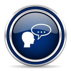 forum blue glossy web icon