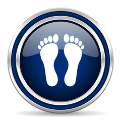 foot blue glossy web icon
