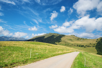 Fototapeta na wymiar mountain road in Dolomites, Trentino, Italy