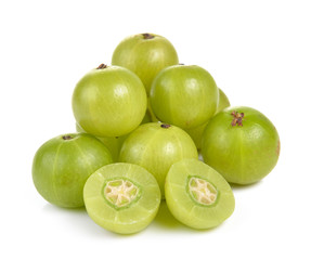 Indian gooseberries on white background