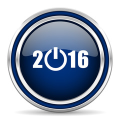 year 2016 blue glossy web icon