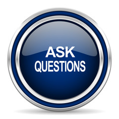 ask questions blue glossy web icon