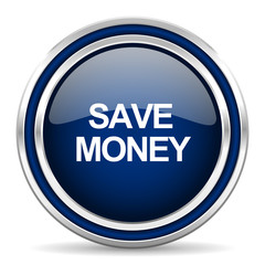 save money blue glossy web icon