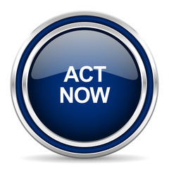 act now blue glossy web icon