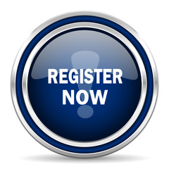 register now blue glossy web icon