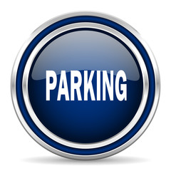 parking blue glossy web icon