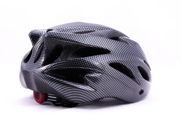 Naklejka premium Black bicycle helmet on white background