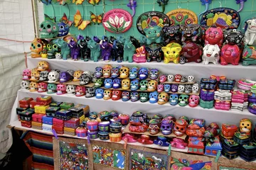 Gordijnen Arts, crafts, mexico city local market © Ana