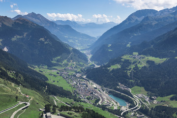 Fototapeta na wymiar beautiful aerial panorama of switzerland with city and mountains