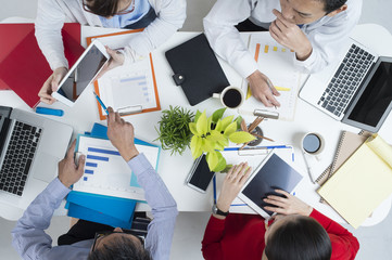 Conference scene, bird's-eye view shooting