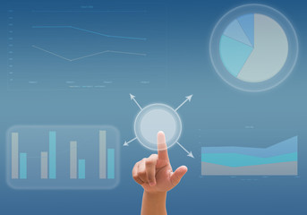 Obraz premium business analyze graph and working with touch screen technology