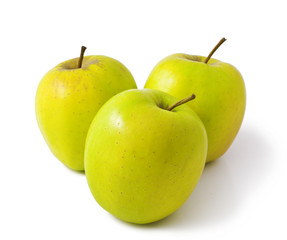 Green apples on a white background