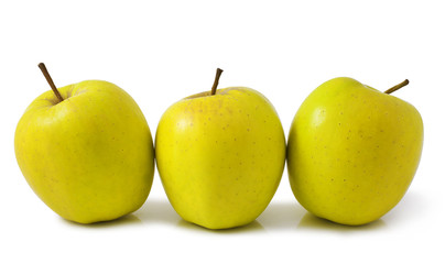 Green apples on a white background