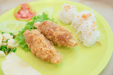 Vietnamese Food shrimp around sugarcane