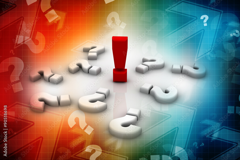 Poster 3d rendering exclamation mark with question mark