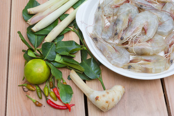 ingredient for Tom Yum Kung or spicy soup with shrimp