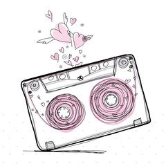Hand drawn love cassette tape