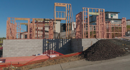 Construction of new home building, Auckland, New Zealand