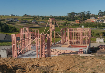 Construction of new home building, Auckland, New Zealand