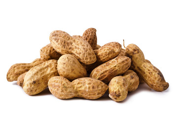 peanuts in the shell on a white background