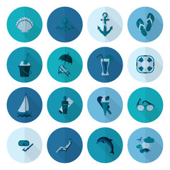 Summer and Beach Simple Flat Icons