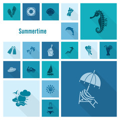 Summer and Beach Simple Flat Icons