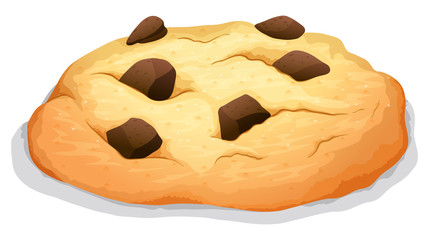 Chocolate chip cookie on white