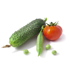 vegetables on the white isolated background