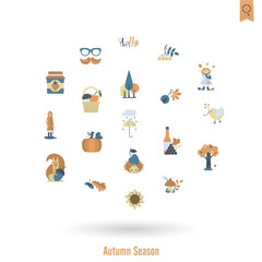 Set of Flat Autumn Icons