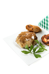 Typical Moroccan and Arabic food isolated on white background