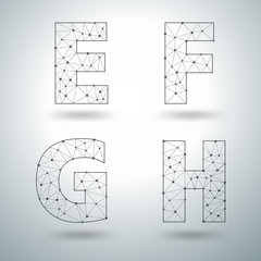 Mesh stylish alphabet letters E F G H, Vector