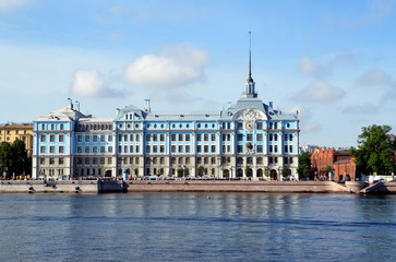 Military-marine college by name of Nakhimov in St. Petersburg, Russia, built on Petrovskaya quay in...