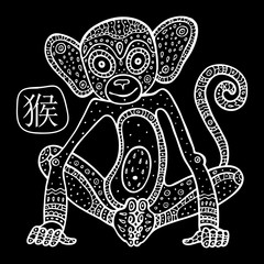 Chinese Zodiac. Animal astrological sign. monkey.