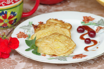 Pumpkin pancakes on the table