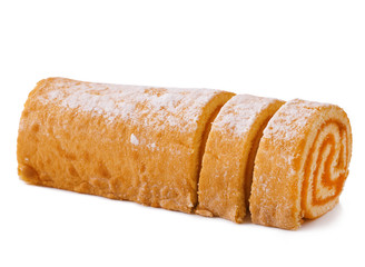 Sweet roll cake isolated on white