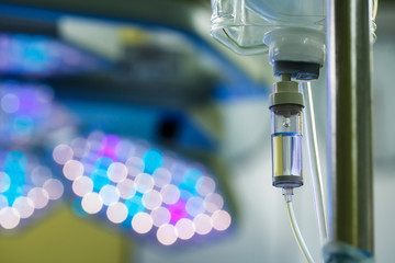 IV drip hanging on a pole in hospital