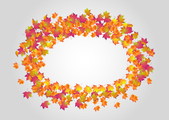 Vector round frame of autumn leaves