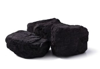 black coal isolated on white background